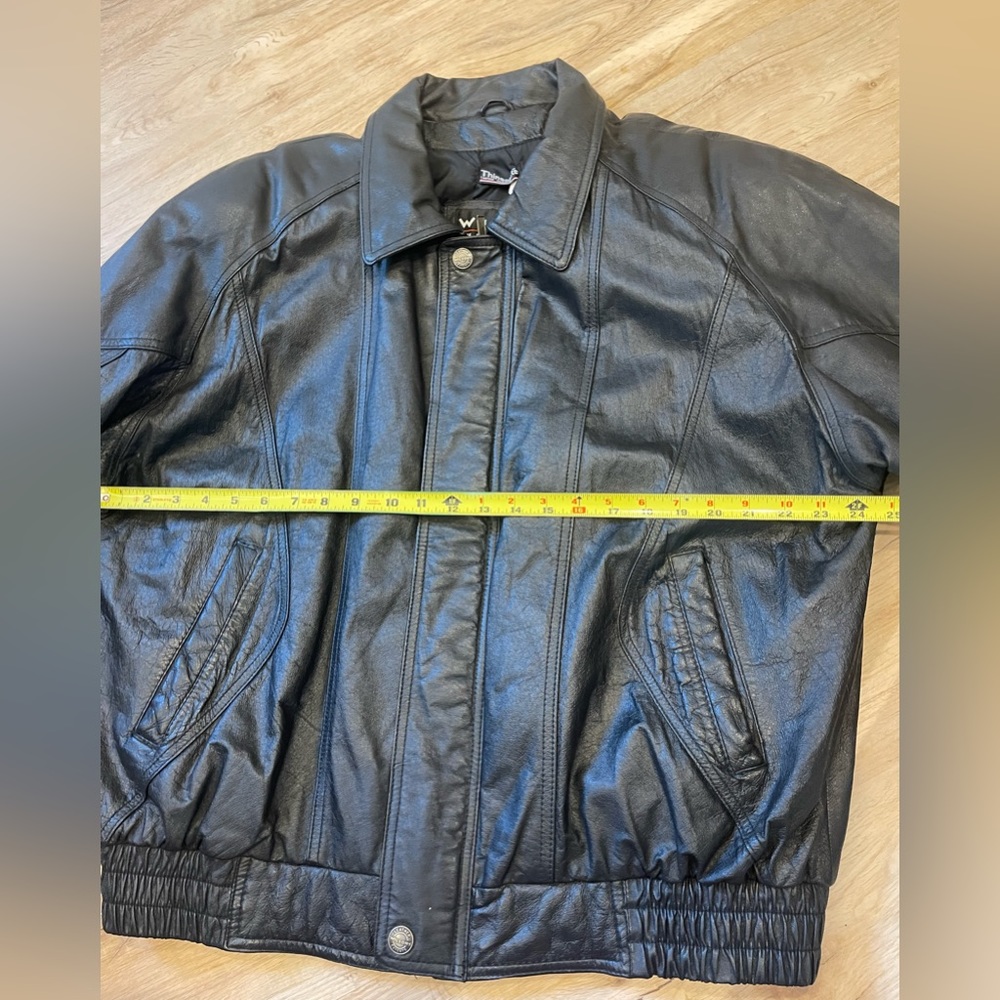 Wilsons 100% Leather Black Bomber Jacket Mens Size XL EUC - Picture 4 of 14